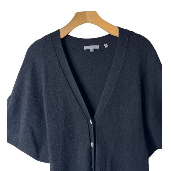 Vince Black Small Cashmere Button-Up Short Sleeve Kimono Dolman Sweater Cardigan - Picture 2 of 12
